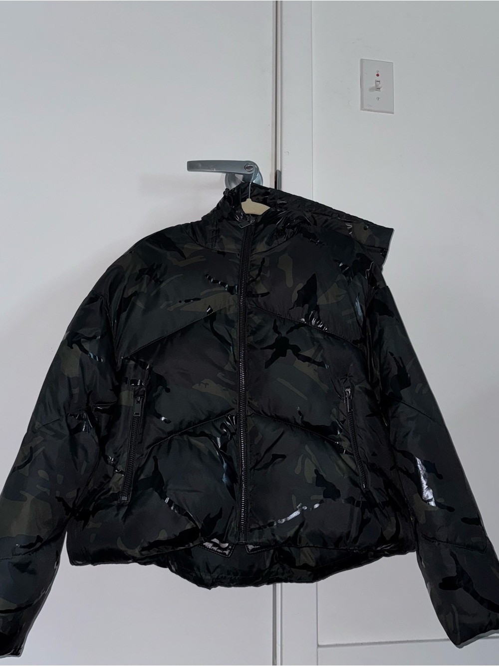 Zara Black Camo Quilted Puffer Jacket